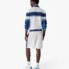 White & Blue Striped Mesh Track Shorts White & Blue Striped Mesh Track Shorts