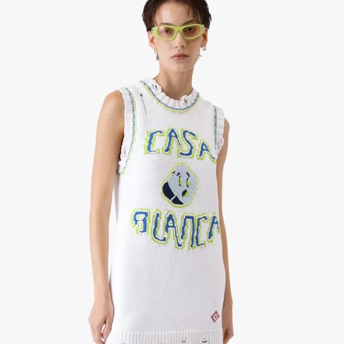 White Handknitted Mini Tank Dress