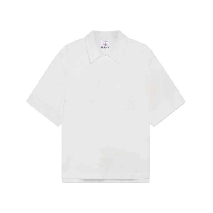White Monogram Short Sleeve Shirt