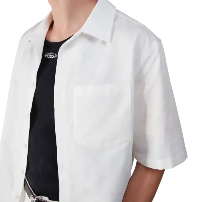 White Monogram Short Sleeve Shirt