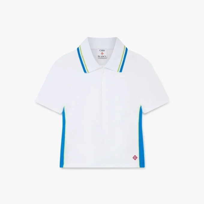 White Pique Cut-Out Polo Shirt White Pique Cut-Out Polo Shirt