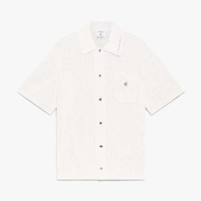 White Short Sleeve Mesh Shirt