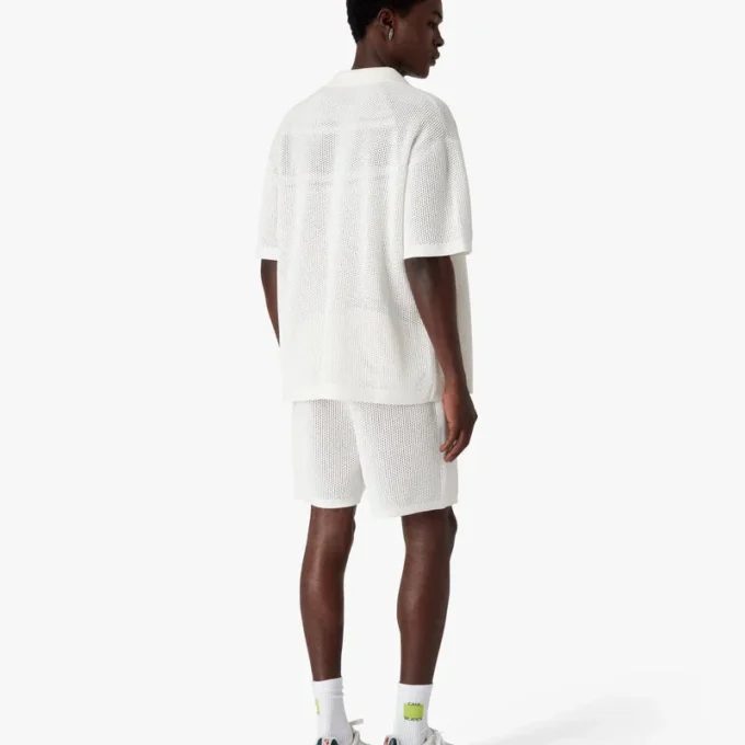 White Short Sleeve Mesh Shirt
