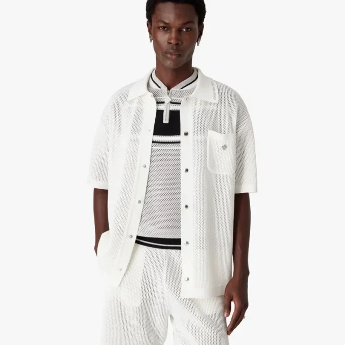 White Short Sleeve Mesh Shirt