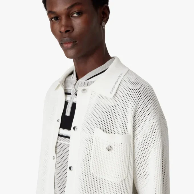 White Short Sleeve Mesh Shirt