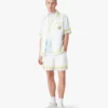 White Tennis Landscape Short Sleeve Silk Shirt White Tennis Landscape Short Sleeve Silk Shirt