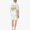 White Tennis Landscape Short Sleeve Silk Shirt White Tennis Landscape Short Sleeve Silk Shirt