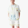 White Tennis Landscape Short Sleeve Silk Shirt White Tennis Landscape Short Sleeve Silk Shirt