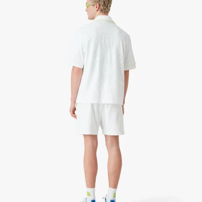 White Towelling Monogram Short Sleeve Shirt