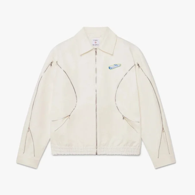 White Zip Cotton Drill Jacket White Zip Cotton Drill Jacket