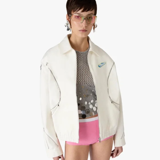 White Zip Cotton Drill Jacket White Zip Cotton Drill Jacket