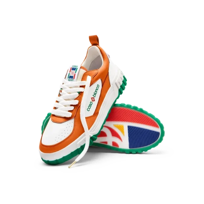 Mens Court Orange & White Sneaker Mens Court Orange & White Sneaker