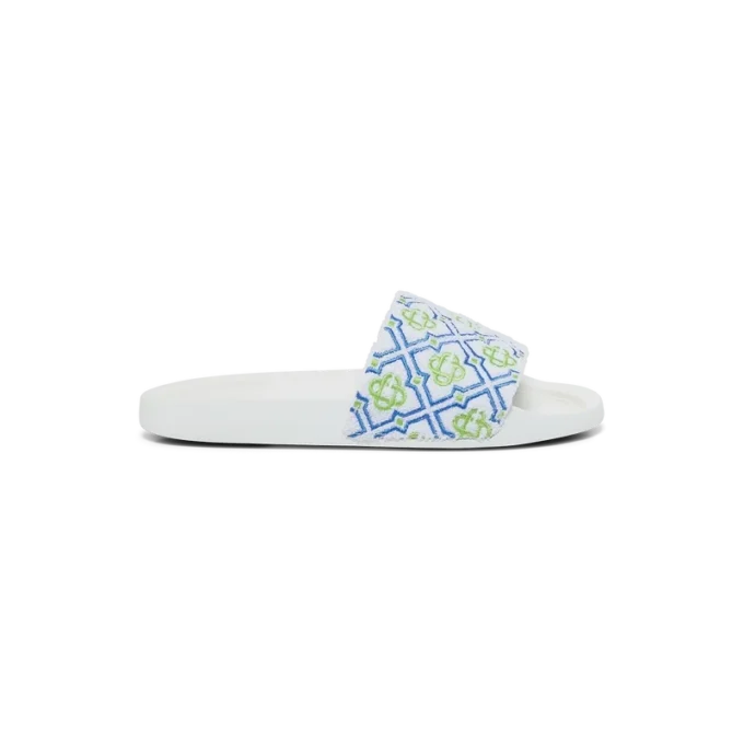 Womens White Monogram Pool Slides Womens White Monogram Pool Slides