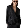 Wool Pinstripe Oversized Blazer