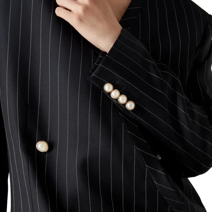 Wool Pinstripe Oversized Blazer