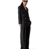 Wool Pinstripe Triple Pleat Tailored Trousers Wool Pinstripe Triple Pleat Tailored Trousers