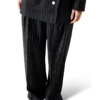 Wool Pinstripe Triple Pleat Tailored Trousers Wool Pinstripe Triple Pleat Tailored Trousers