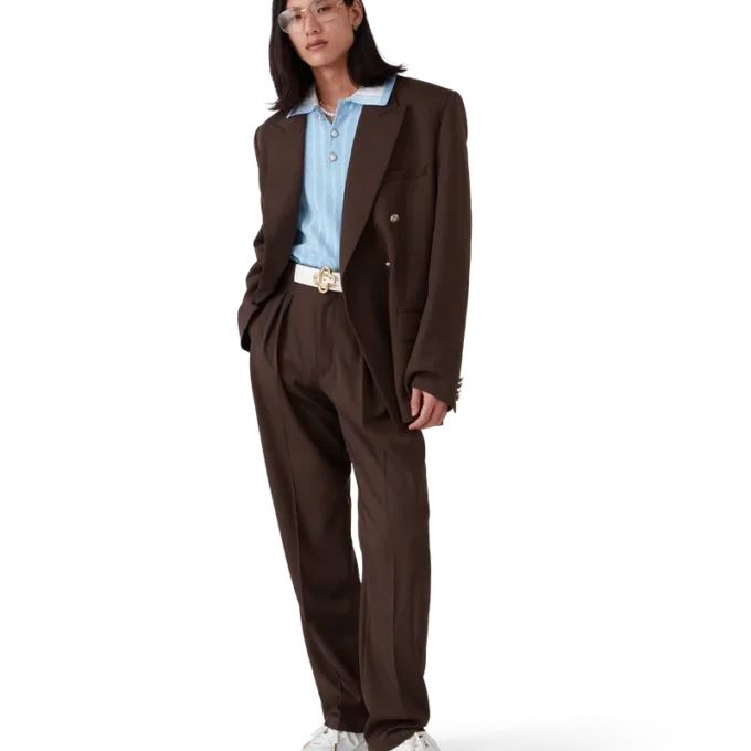 Wool Pleated Tailored Trousers
