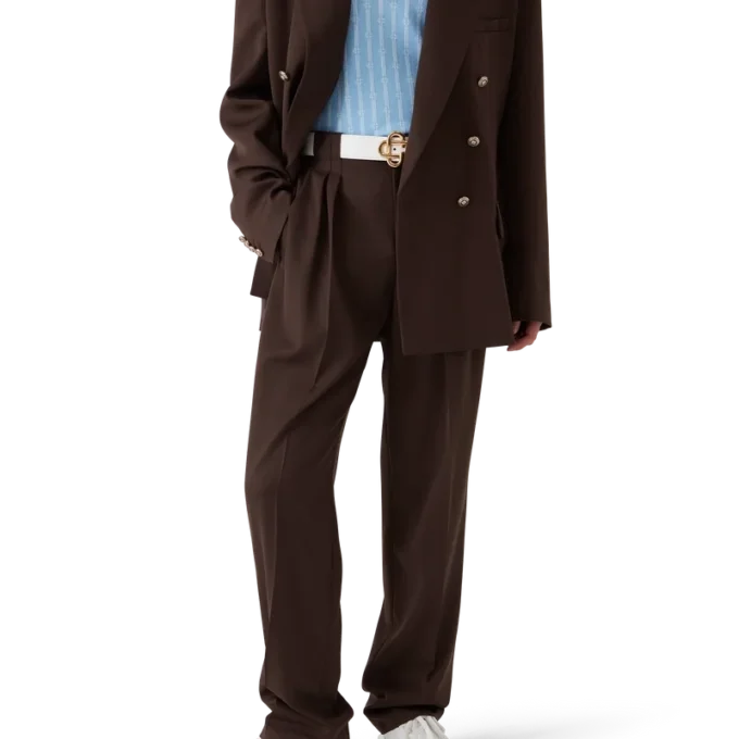 Wool Pleated Tailored Trousers
