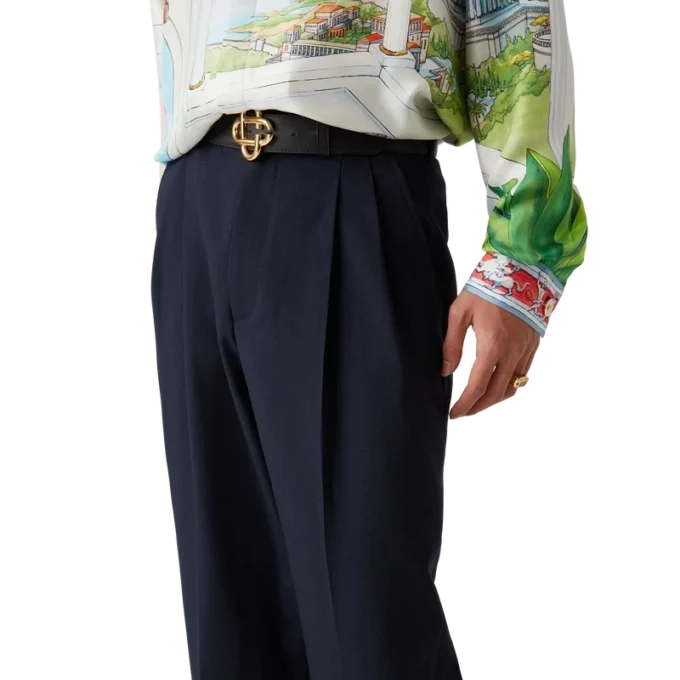 Wool Tailored Pleated Trousers