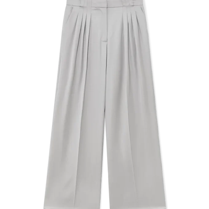 Wool Triple Pleat Tailored Trousers
