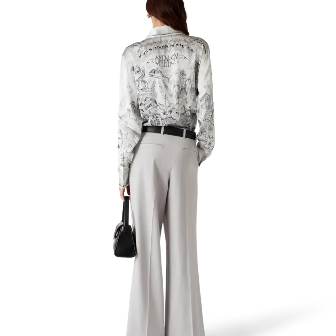Wool Triple Pleat Tailored Trousers