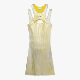 Yellow Foil Printed Mini Dress