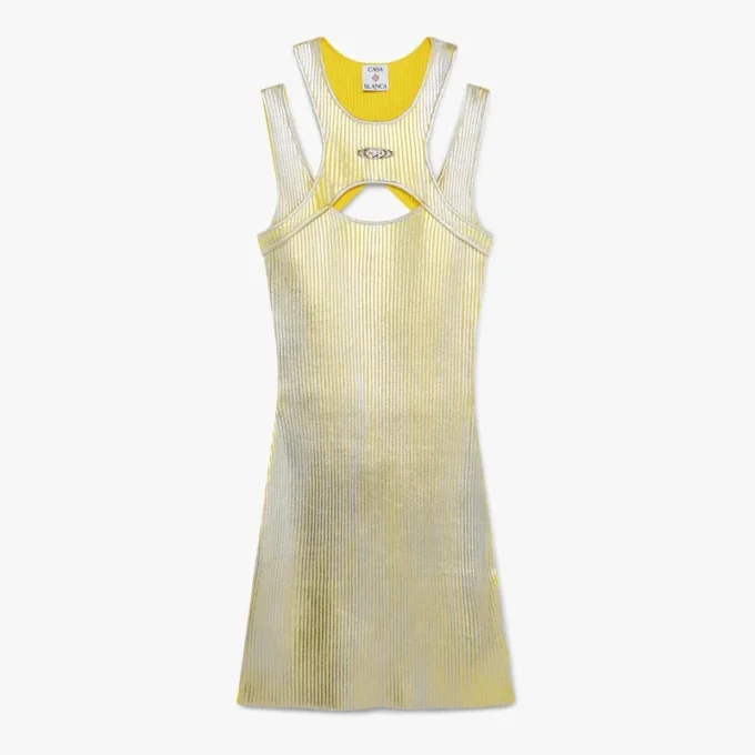 Yellow Foil Printed Mini Dress