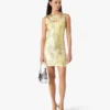 Yellow Foil Printed Mini Dress