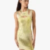 Yellow Foil Printed Mini Dress