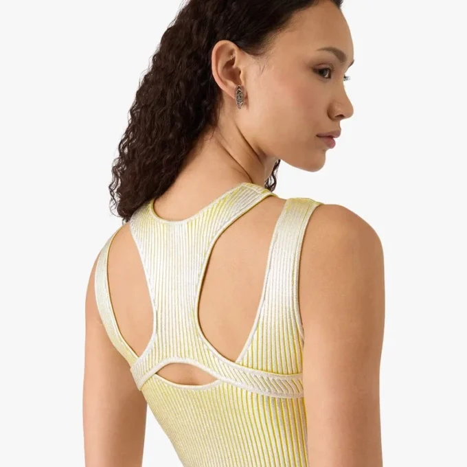 Yellow Foil Printed Mini Dress